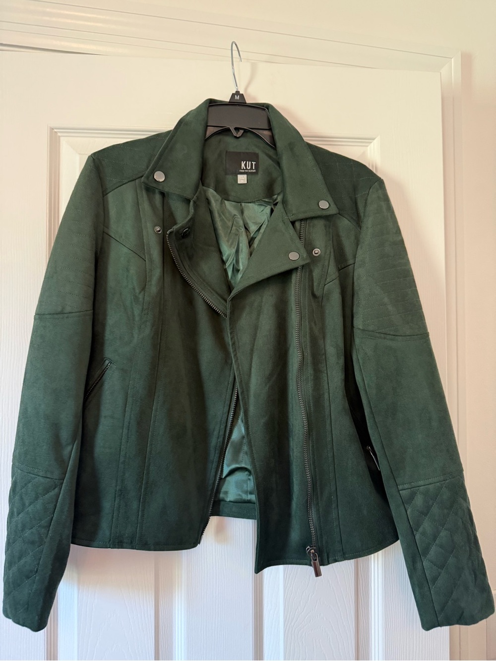 Kut from the Kloth Dark Green Suede Moto Jacket